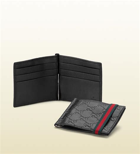 gucci leather money clip wallet.